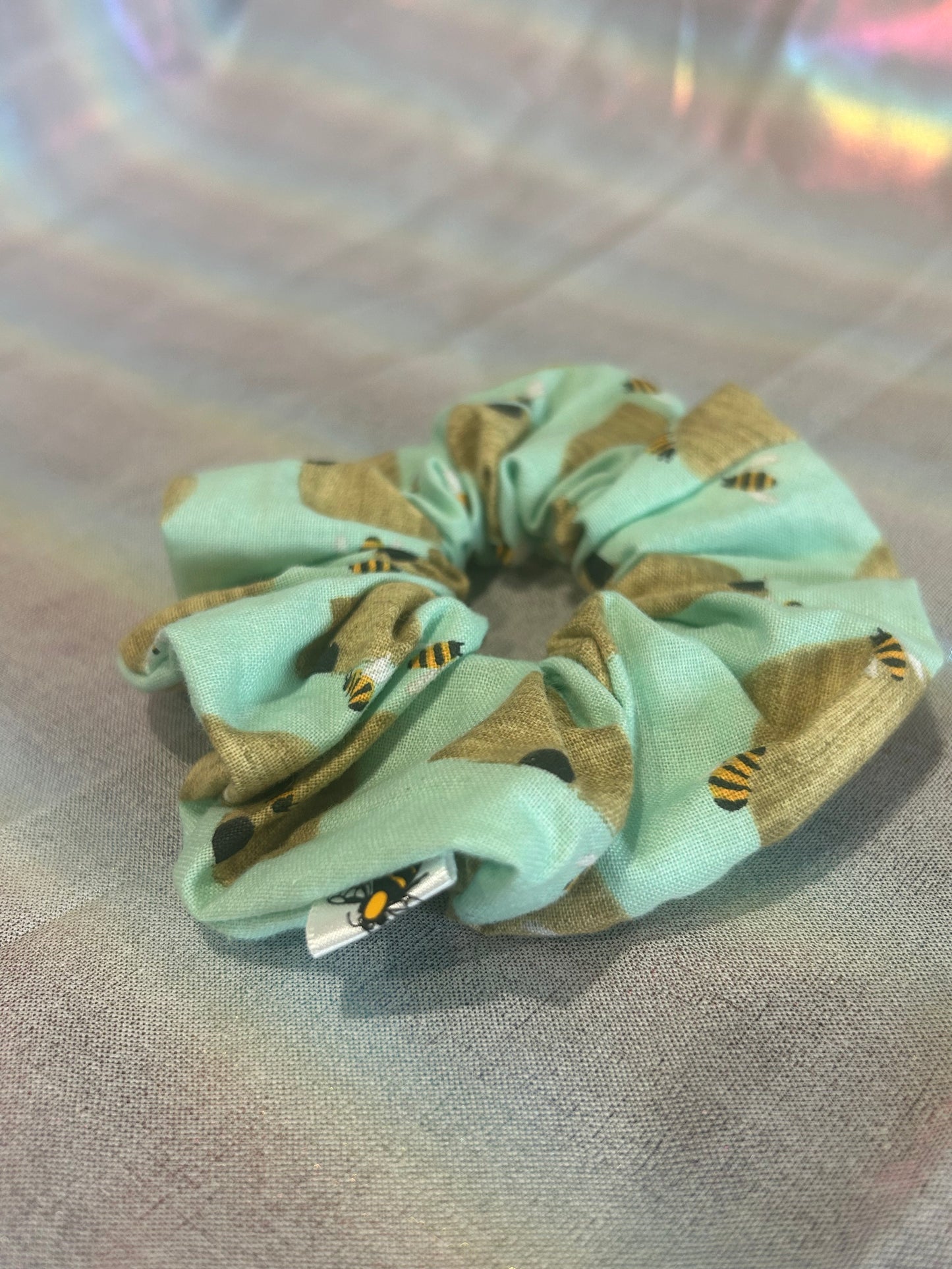 Light blue beehive scrunchie