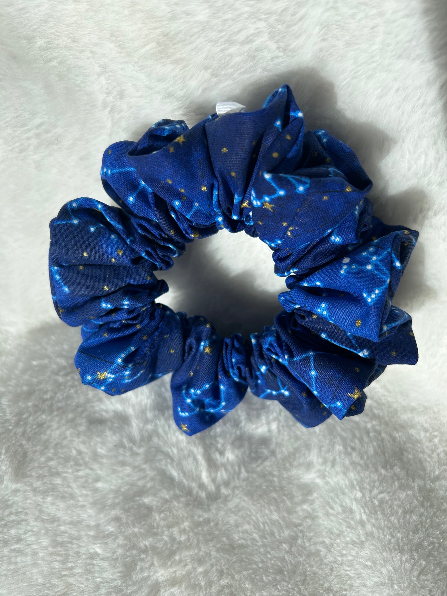 Blue glitter constellation scrunchie