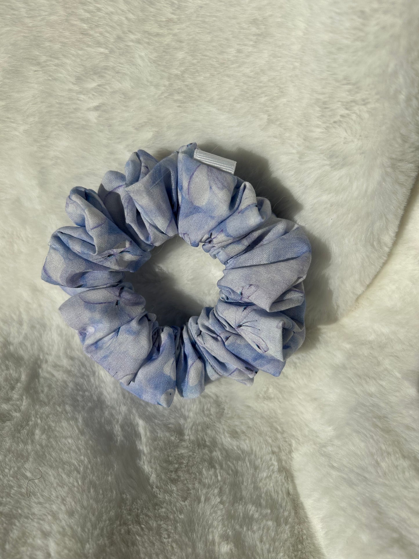 White and lilac watercolor butterfly scrunchie