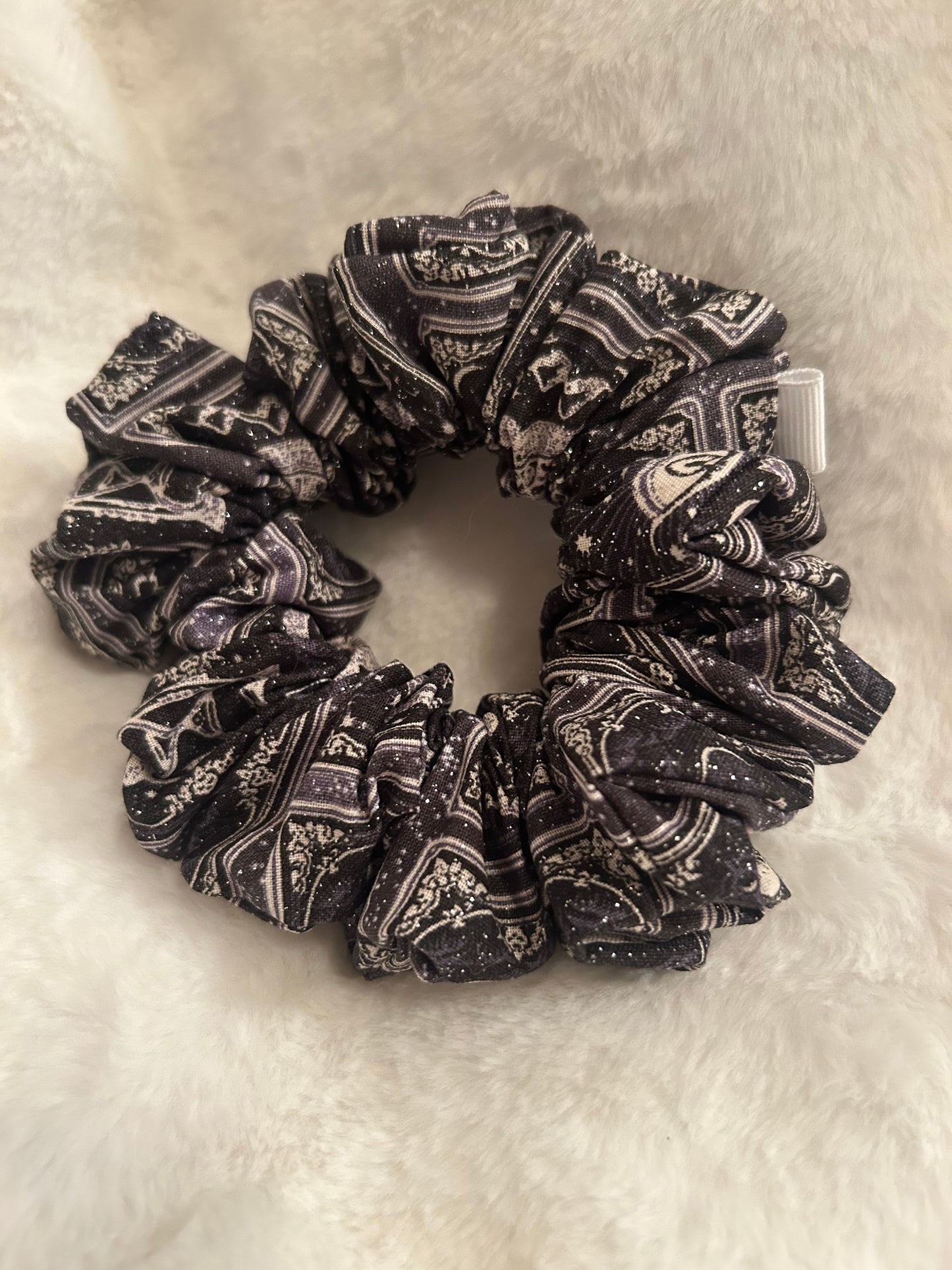 Black glitter tarot card scrunchie