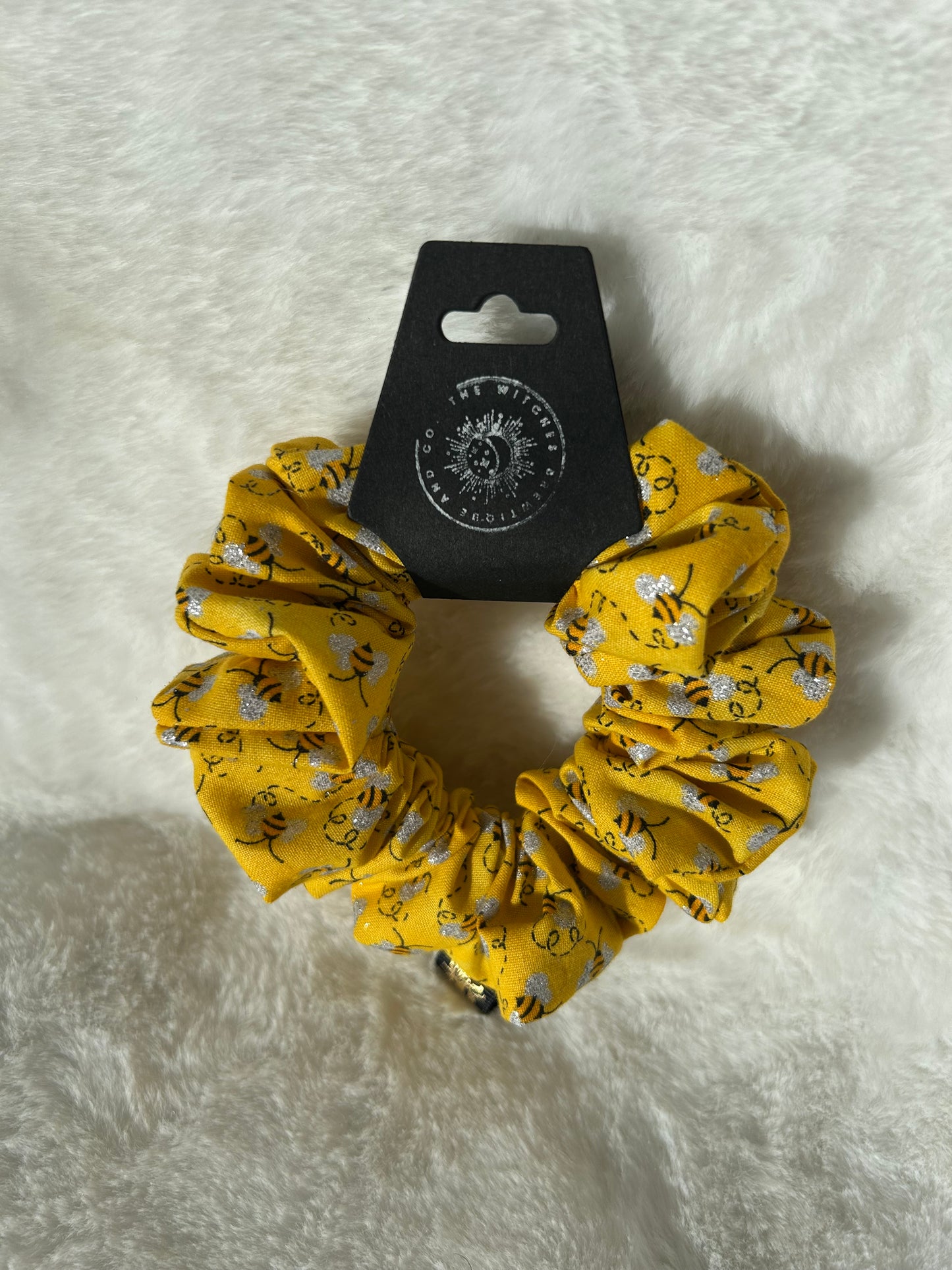 Yellow glitter bees scrunchie