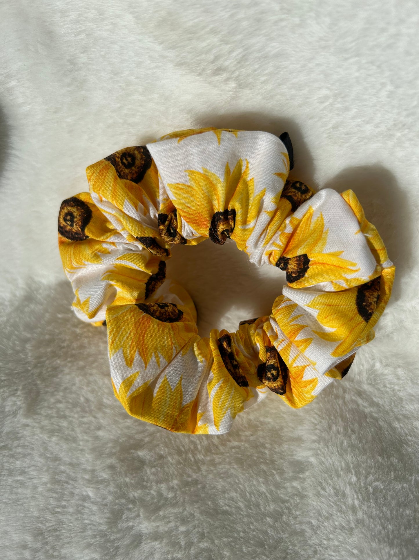 White large sunflower scrunchie