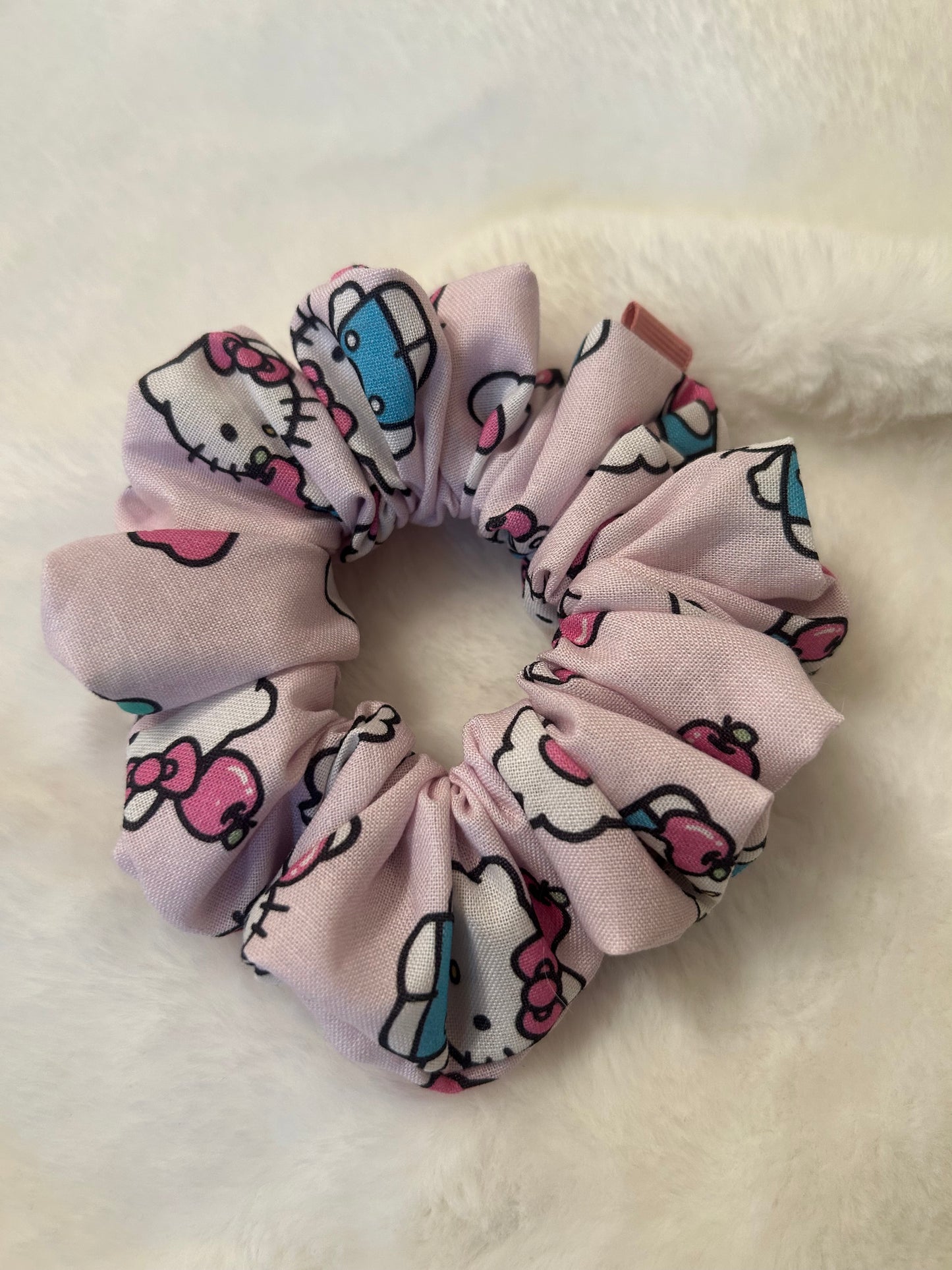 Pink apple hello kitty scrunchie