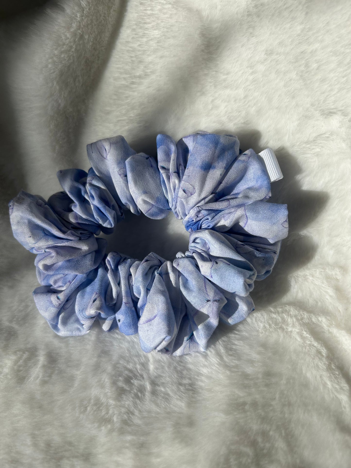 White and lilac watercolor butterfly scrunchie