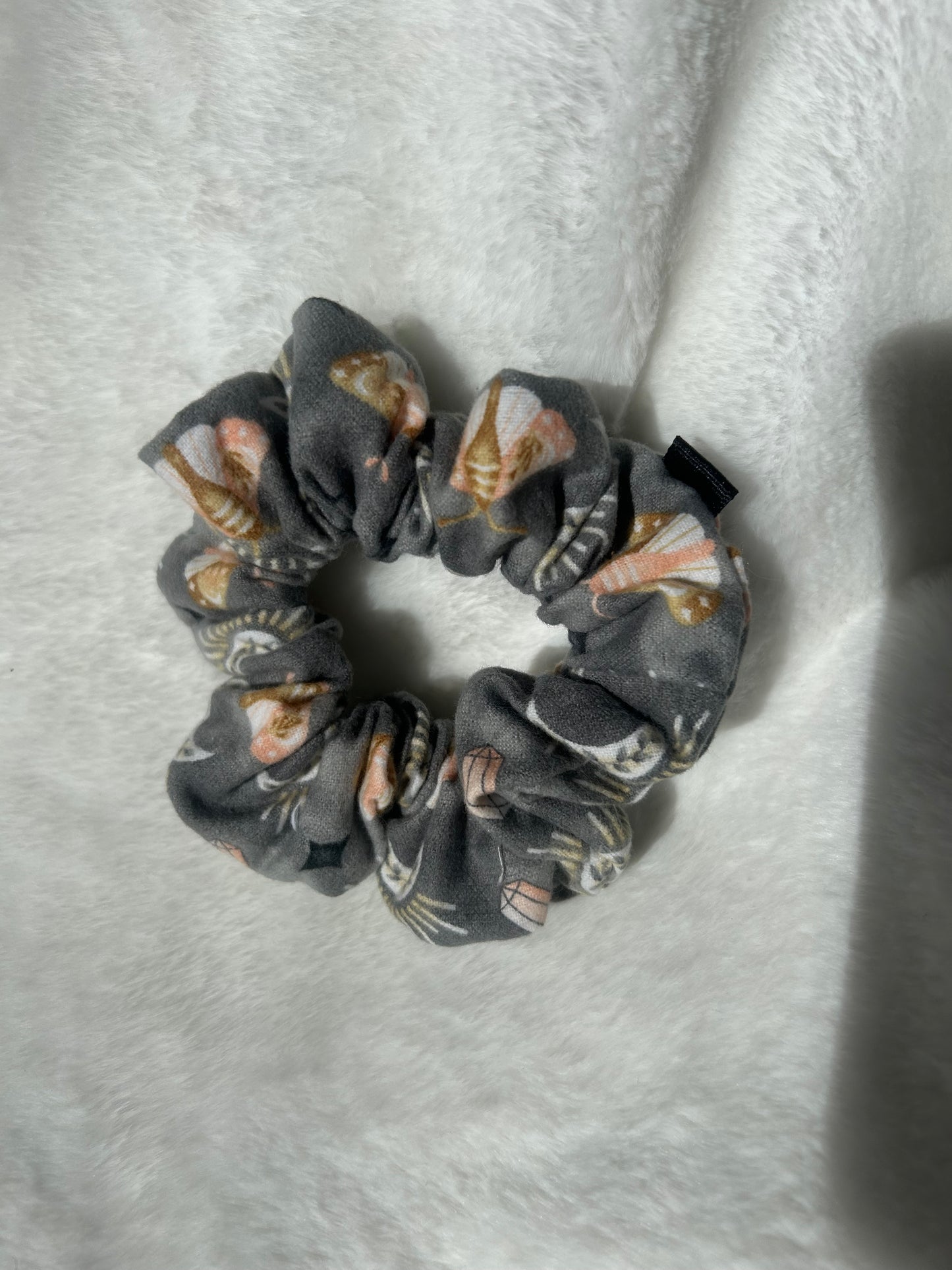 Grey moth and crystal scrunchie