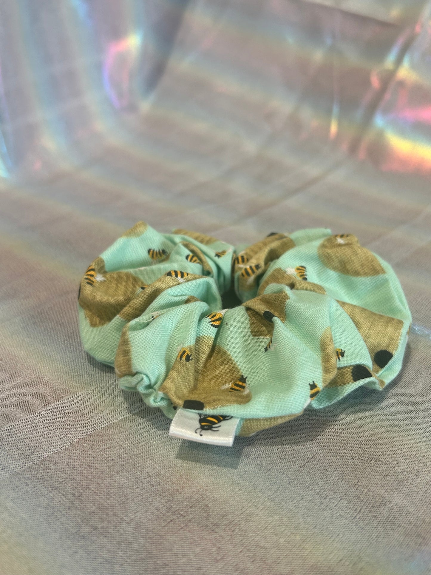 Light blue beehive scrunchie