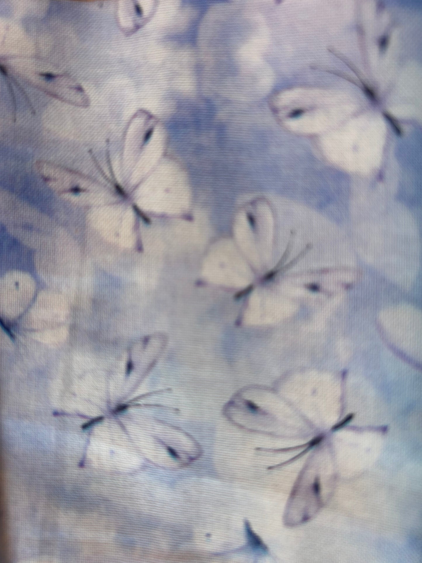 White and lilac watercolor butterfly scrunchie