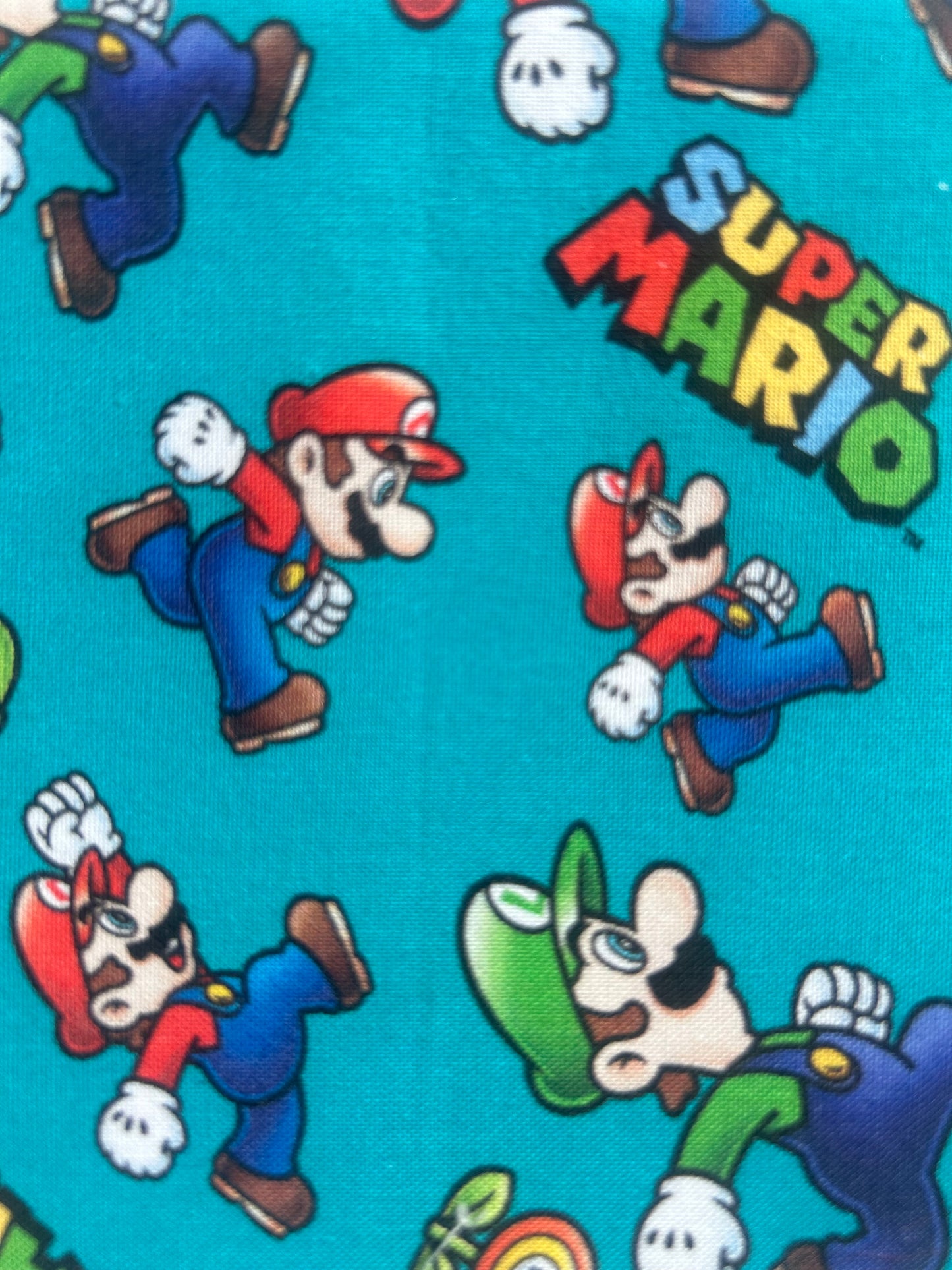 Teal super Mario scrunchie