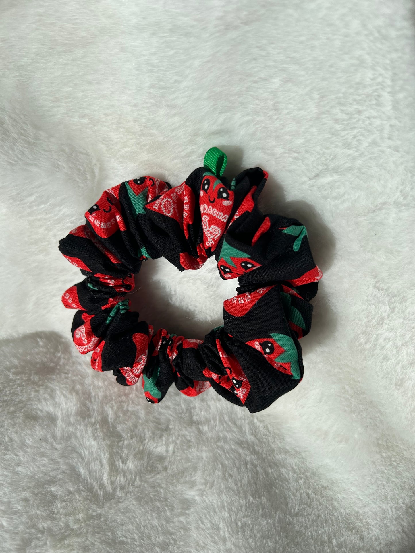 Sriracha bottle scrunchie