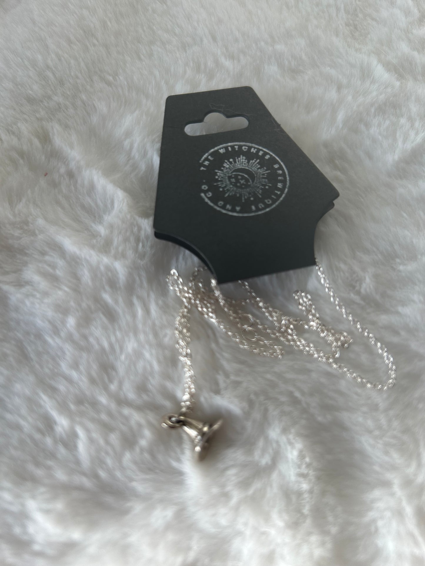 Silver witch hat necklace