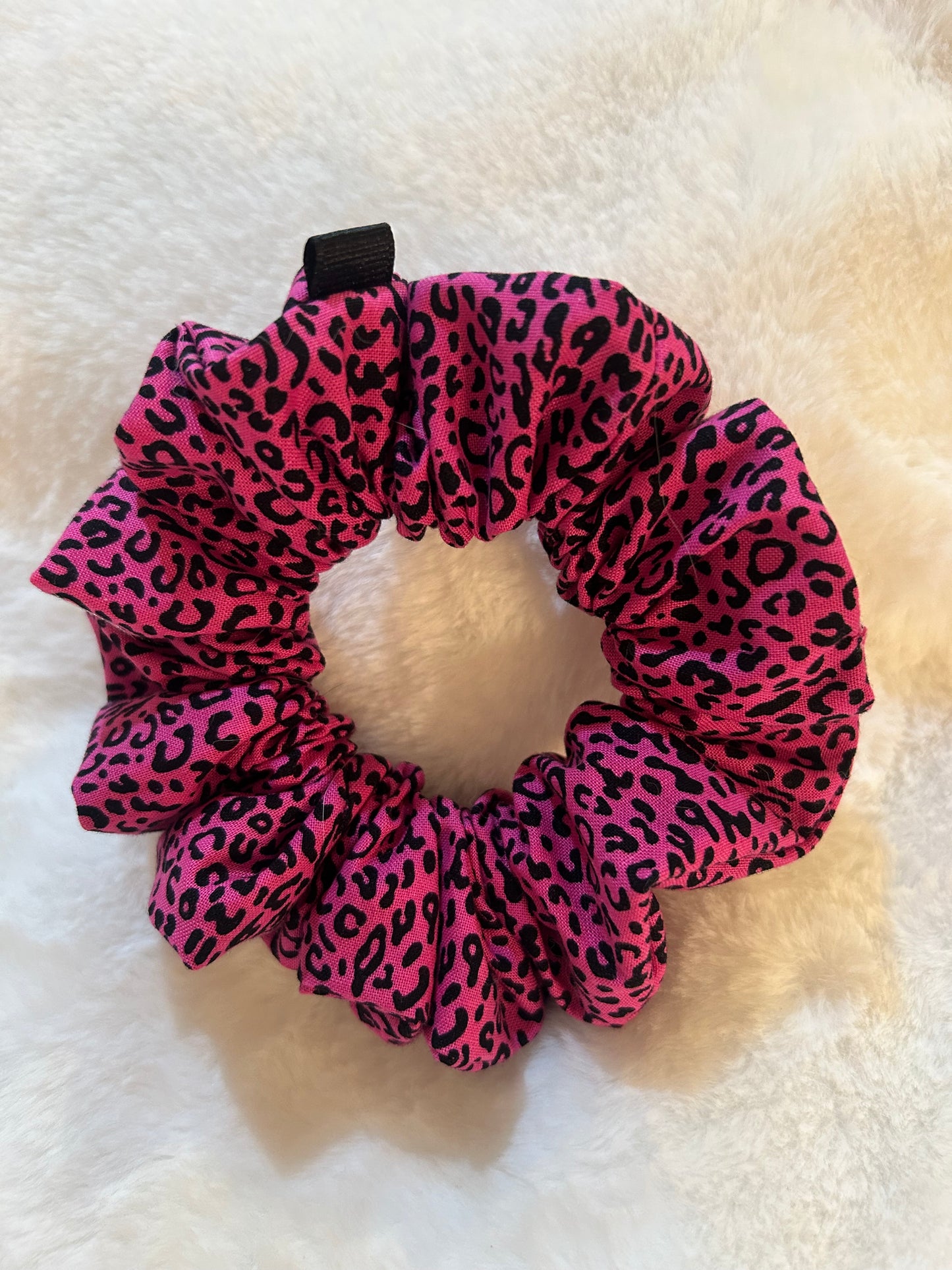 Pink cheetah print scrunchie
