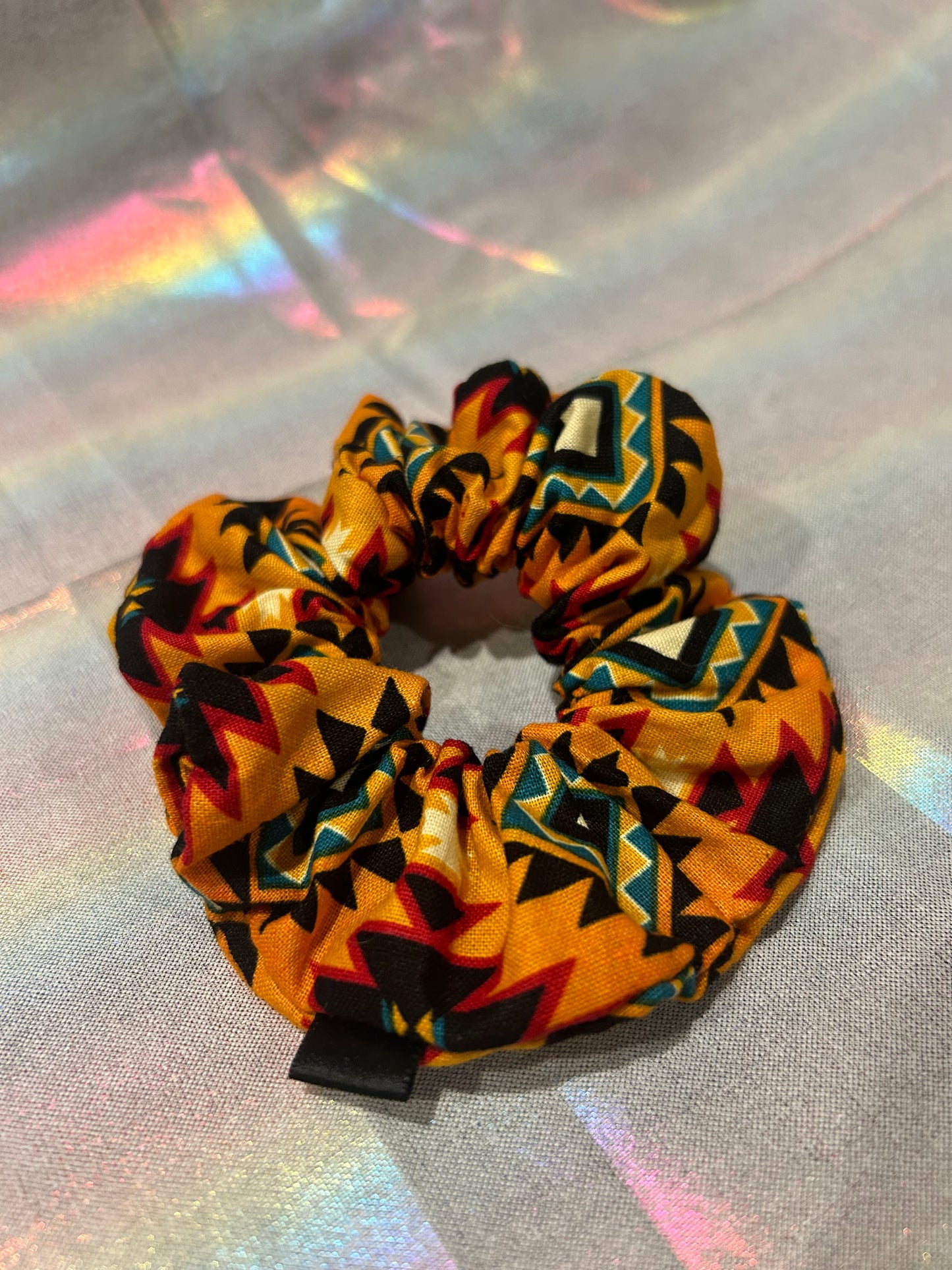 Orange geometrical scrunchie