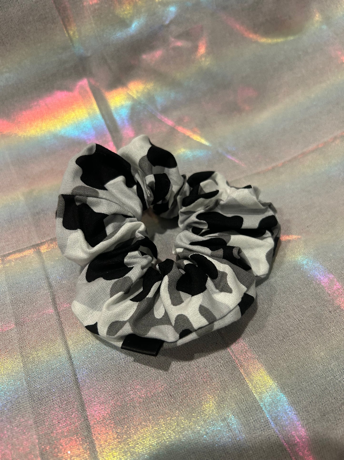 Grey camo scrunchie
