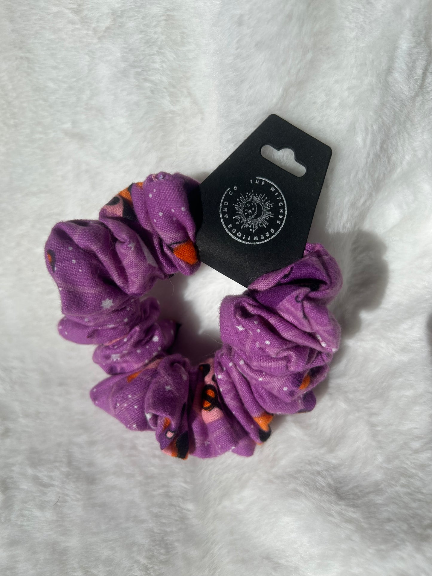Purple moth and spider web scrunchie