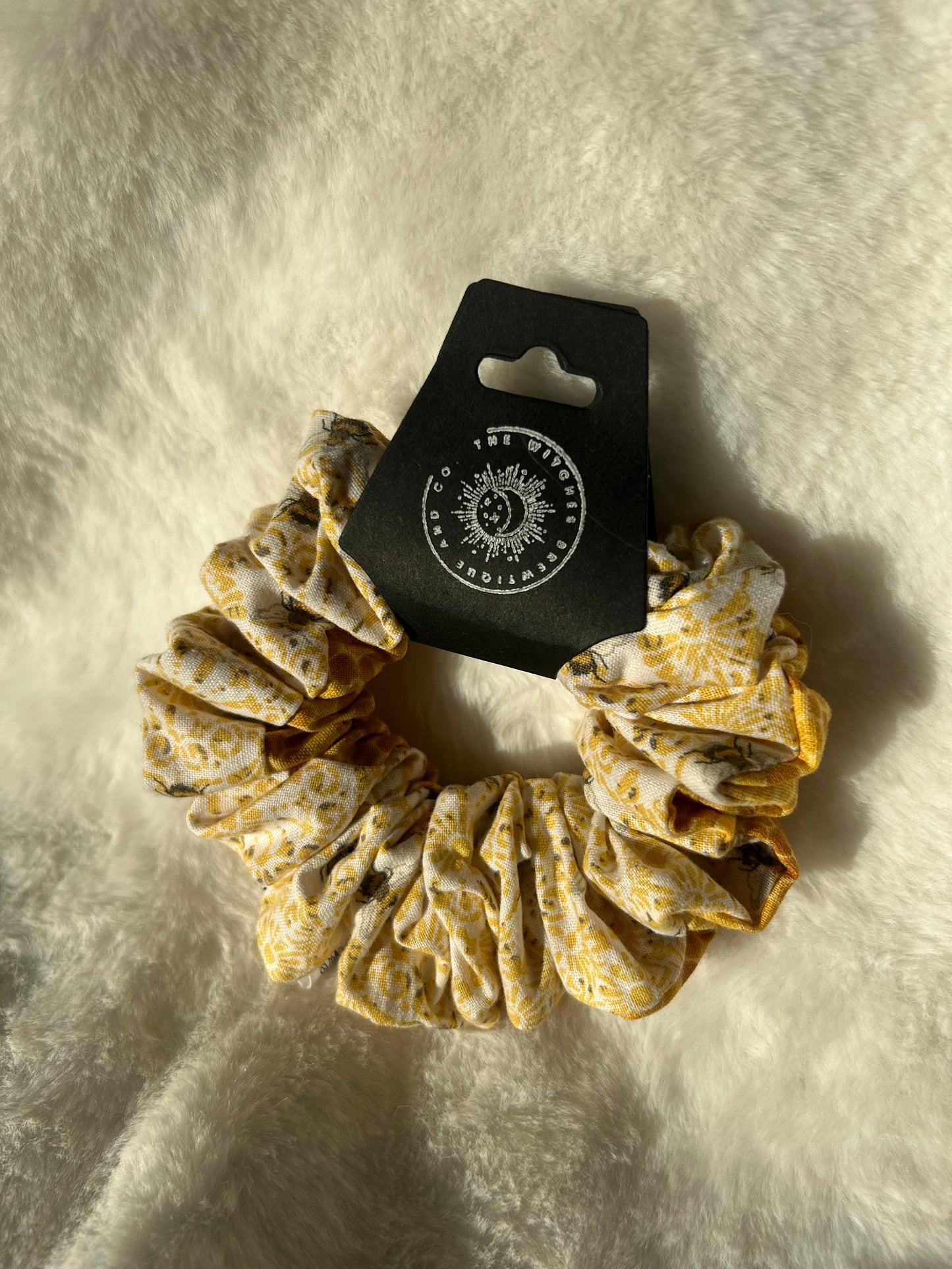 Two sided pattern bee and honeycomb scrunchie
