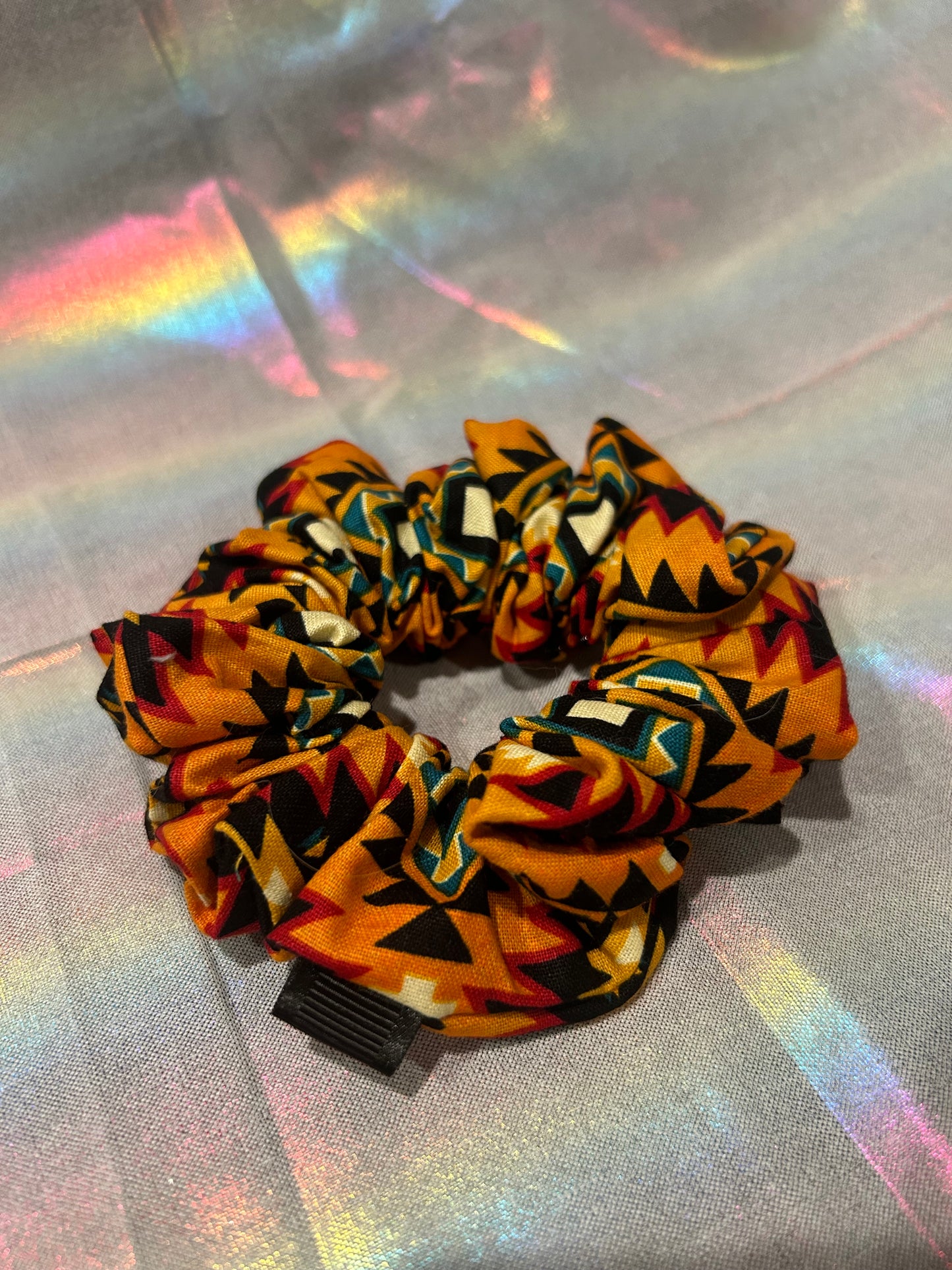 Orange geometrical scrunchie