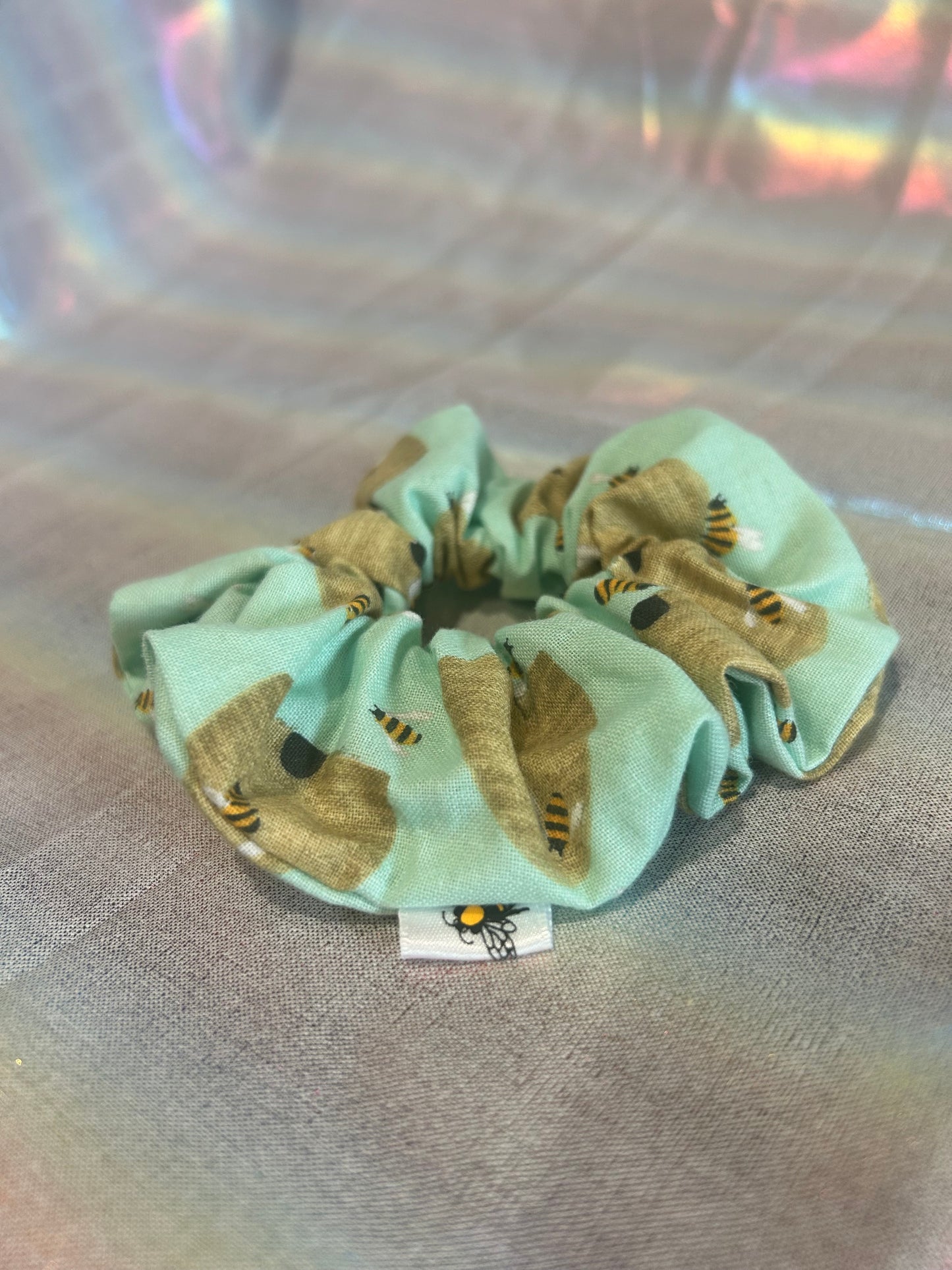 Light blue beehive scrunchie