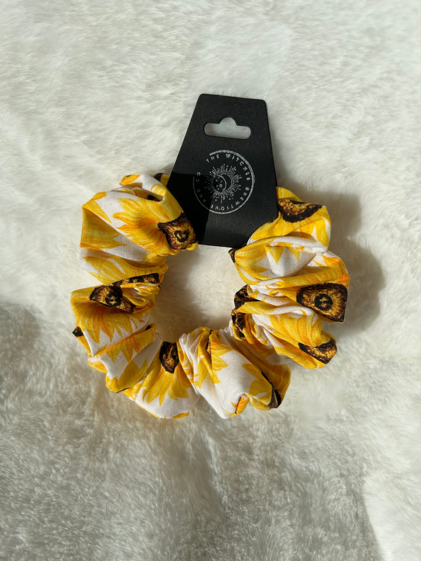 White large sunflower scrunchie