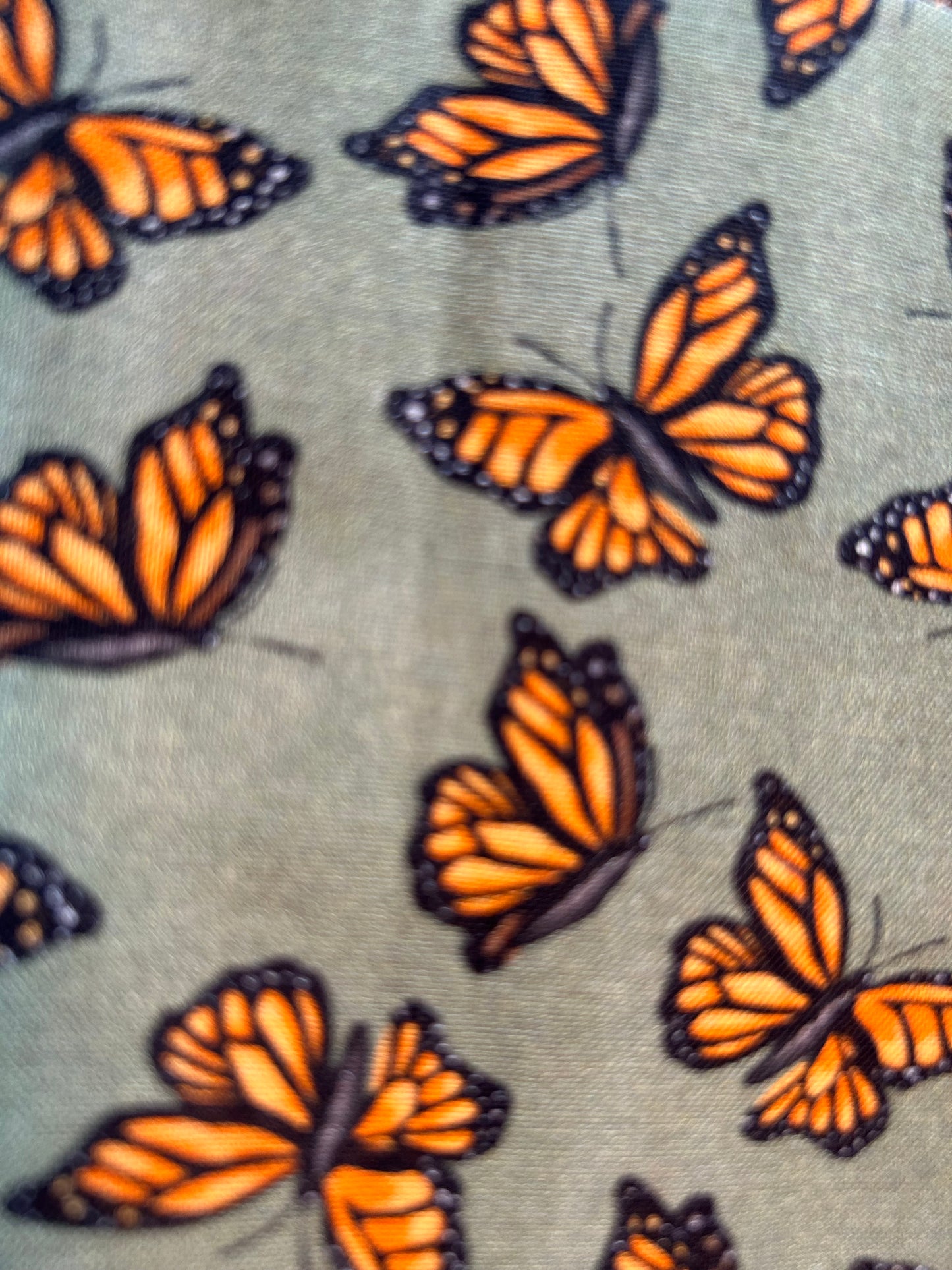Green and orange butterfly scrunchie