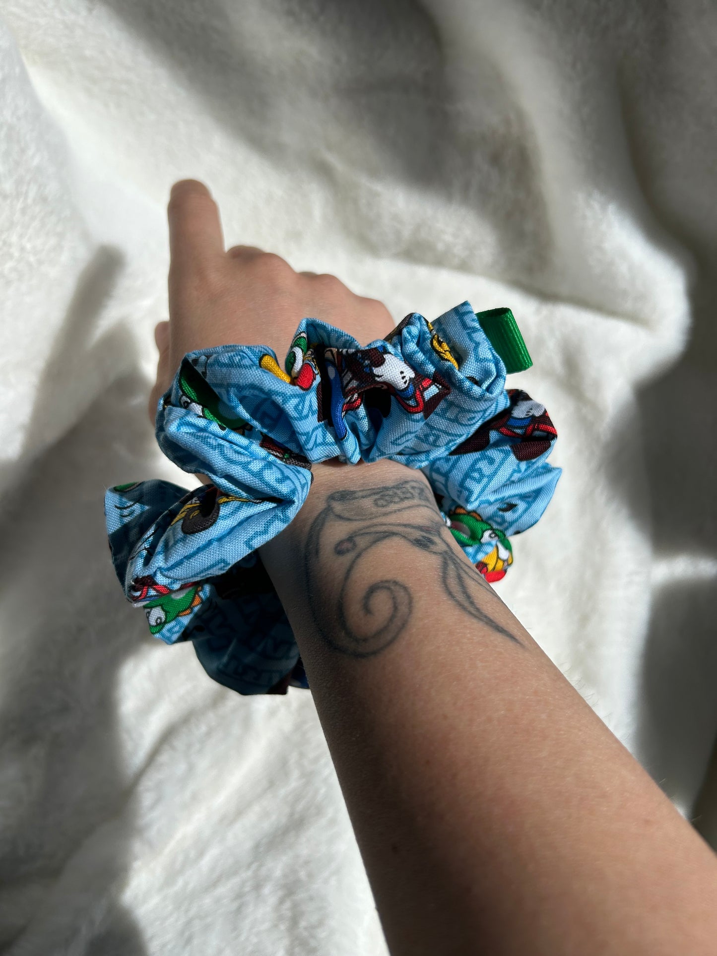 Blue Mario Kart scrunchie