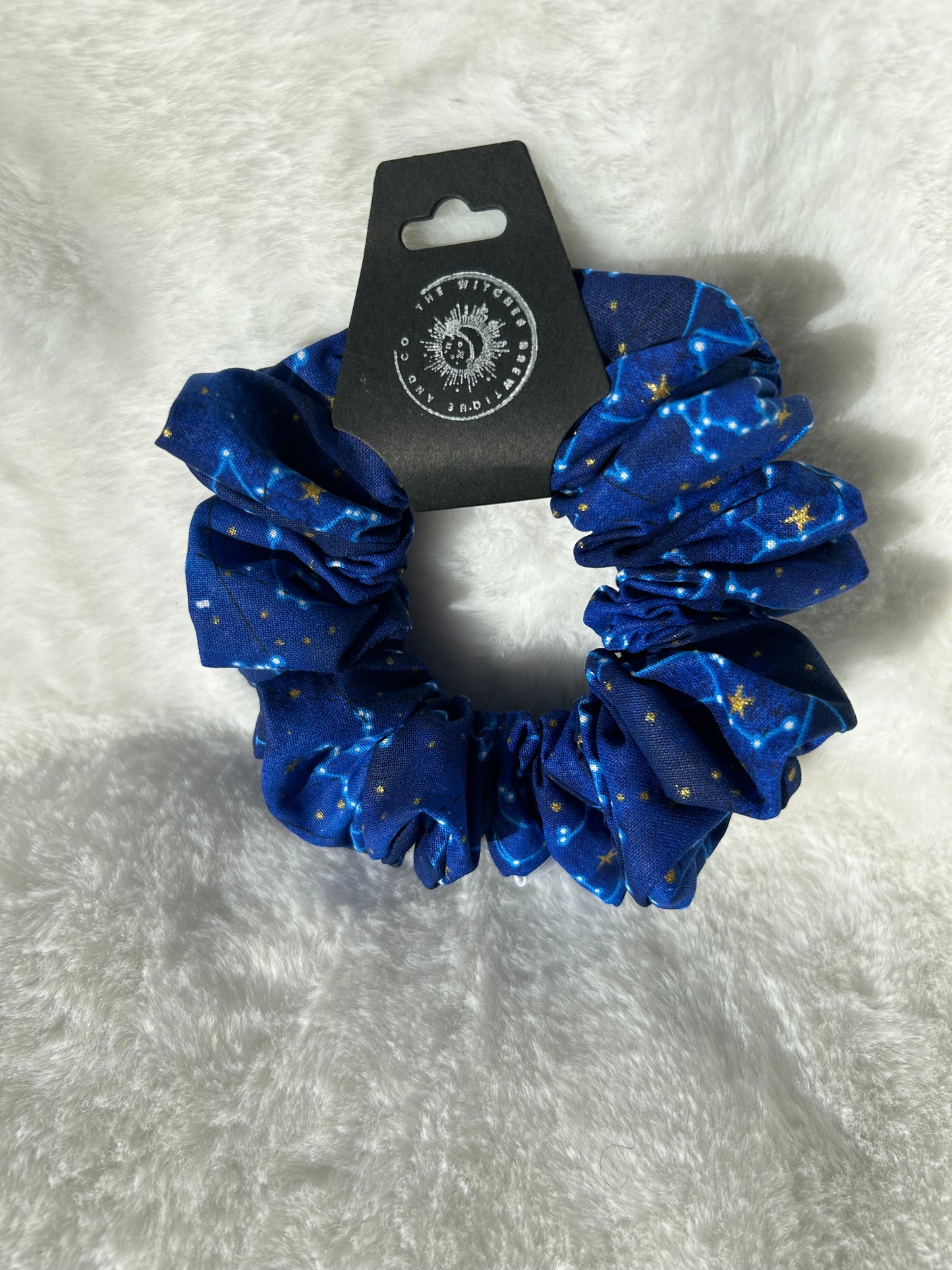 Blue glitter constellation scrunchie