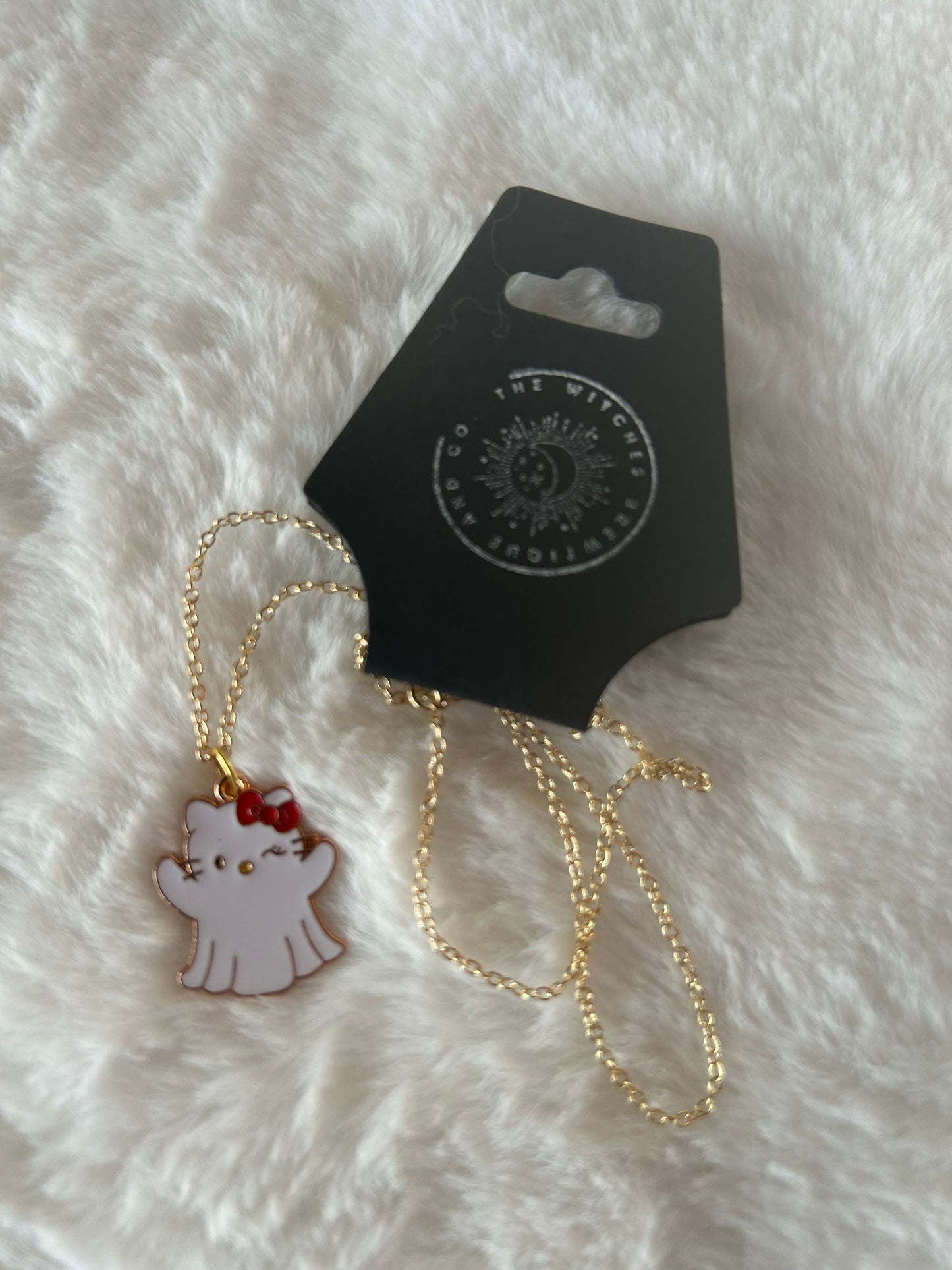 Ghost hello kitty necklace
