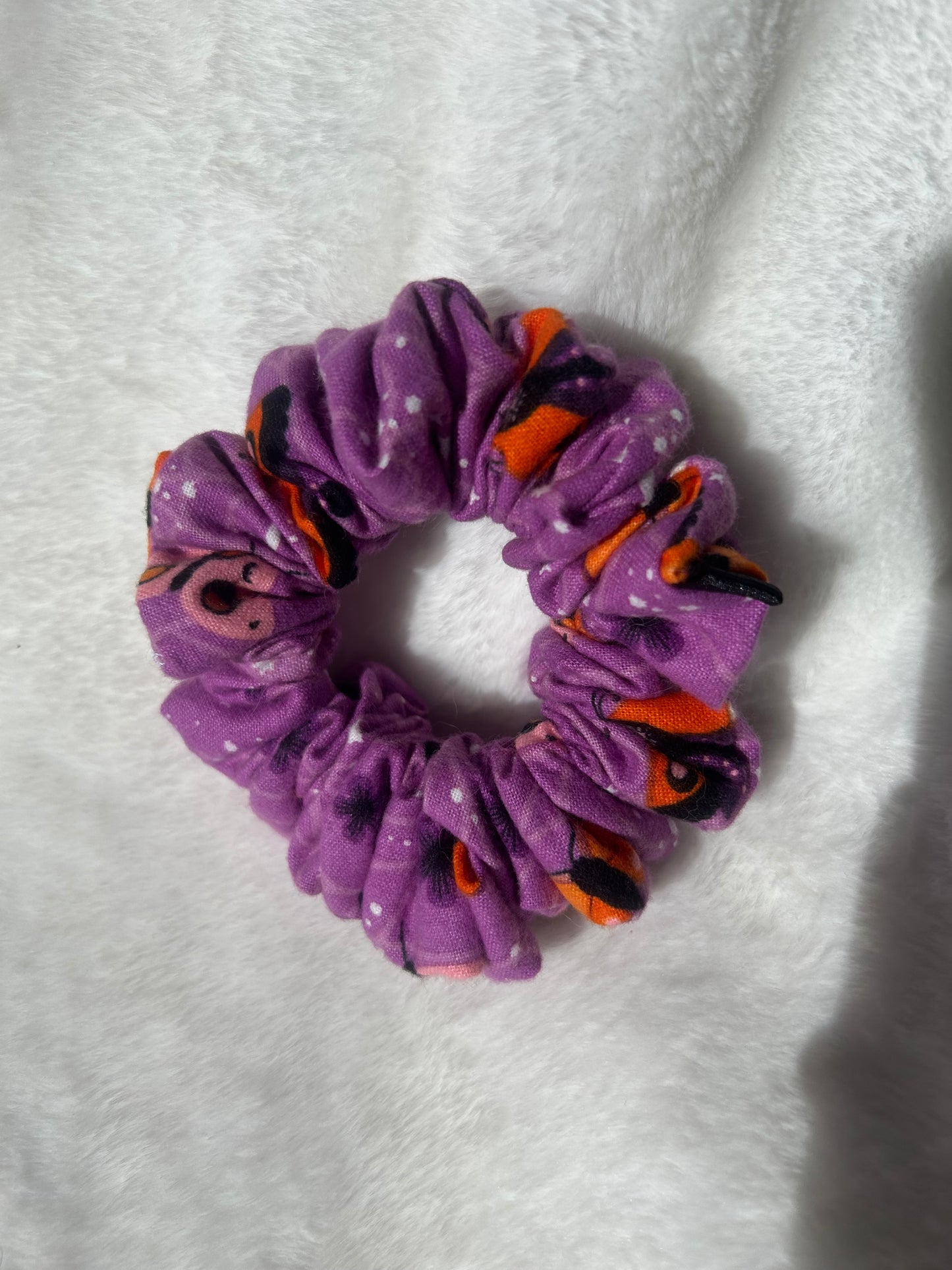 Purple moth and spider web scrunchie