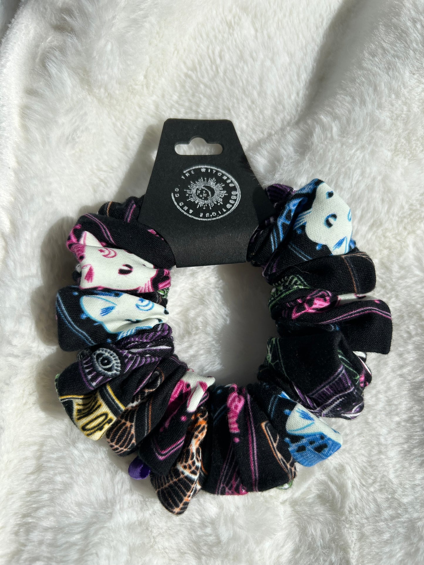 Glow in the dark cat tarot scrunchie