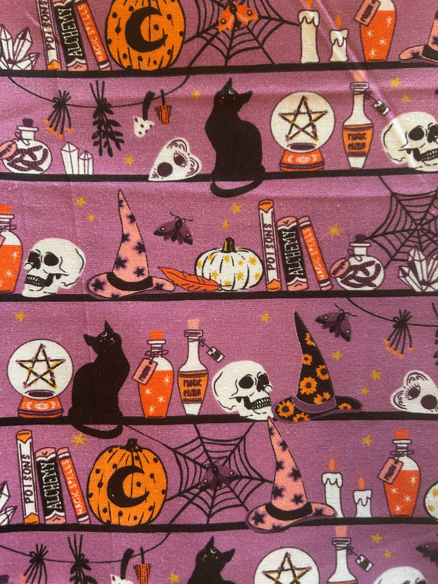 Pink witchy Halloween print scrunchie