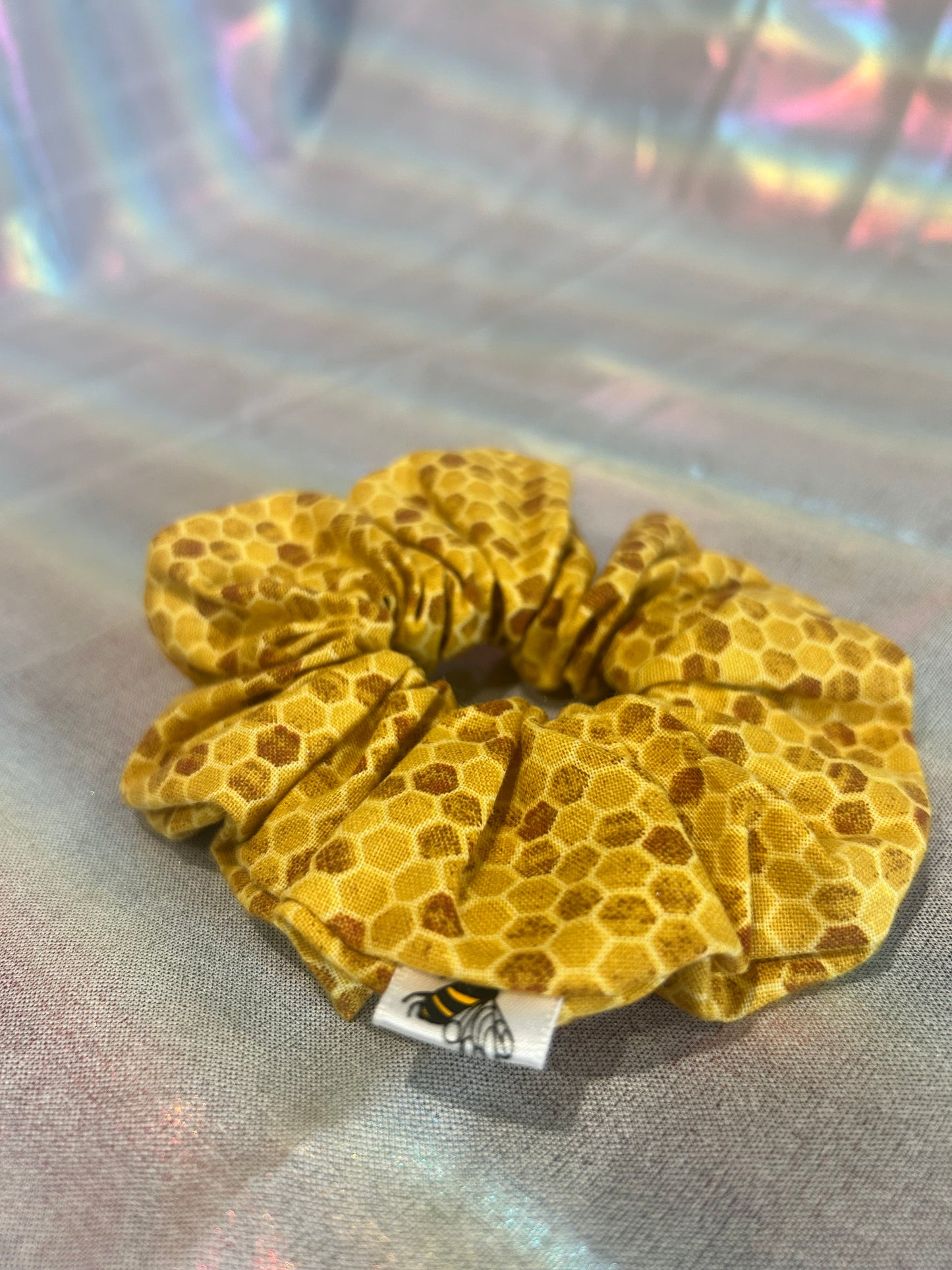 Yellow honeycomb scrunchie