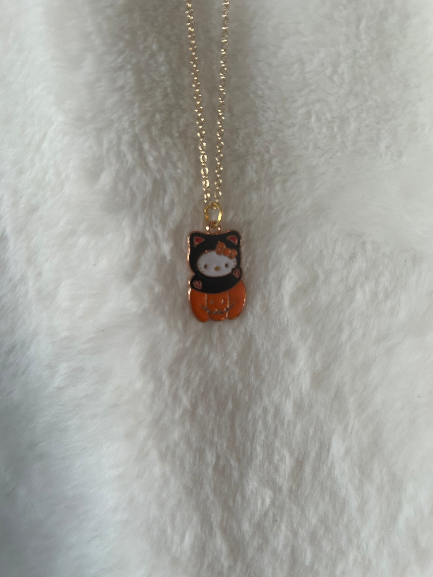 Hello Kitty cat pumpkin necklace