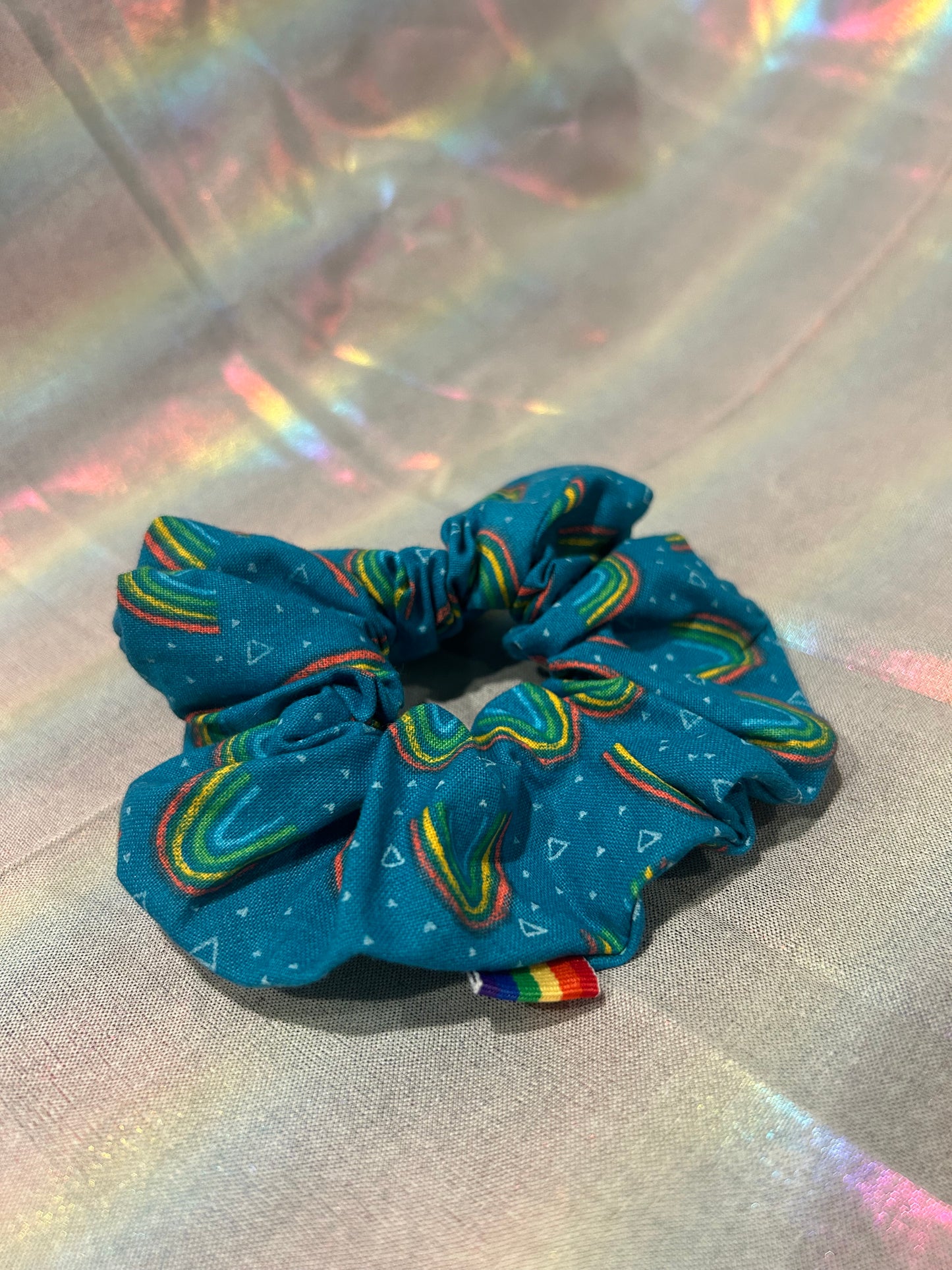 Blue rainbow scrunchie