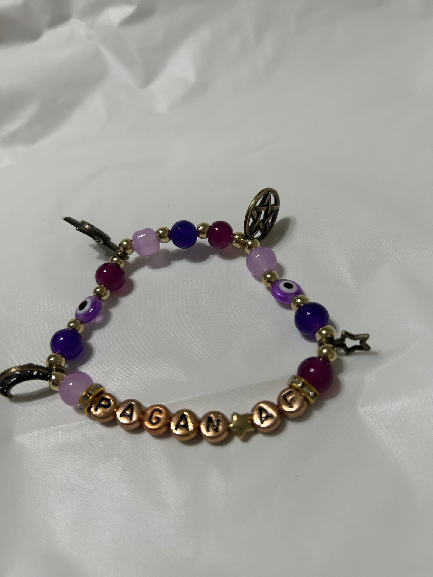 Pagan af letter beaded charm bracelet