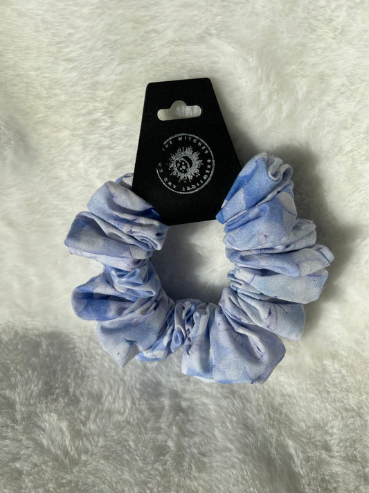 White and lilac watercolor butterfly scrunchie
