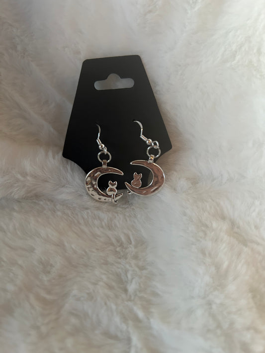 Cats on moons earrings