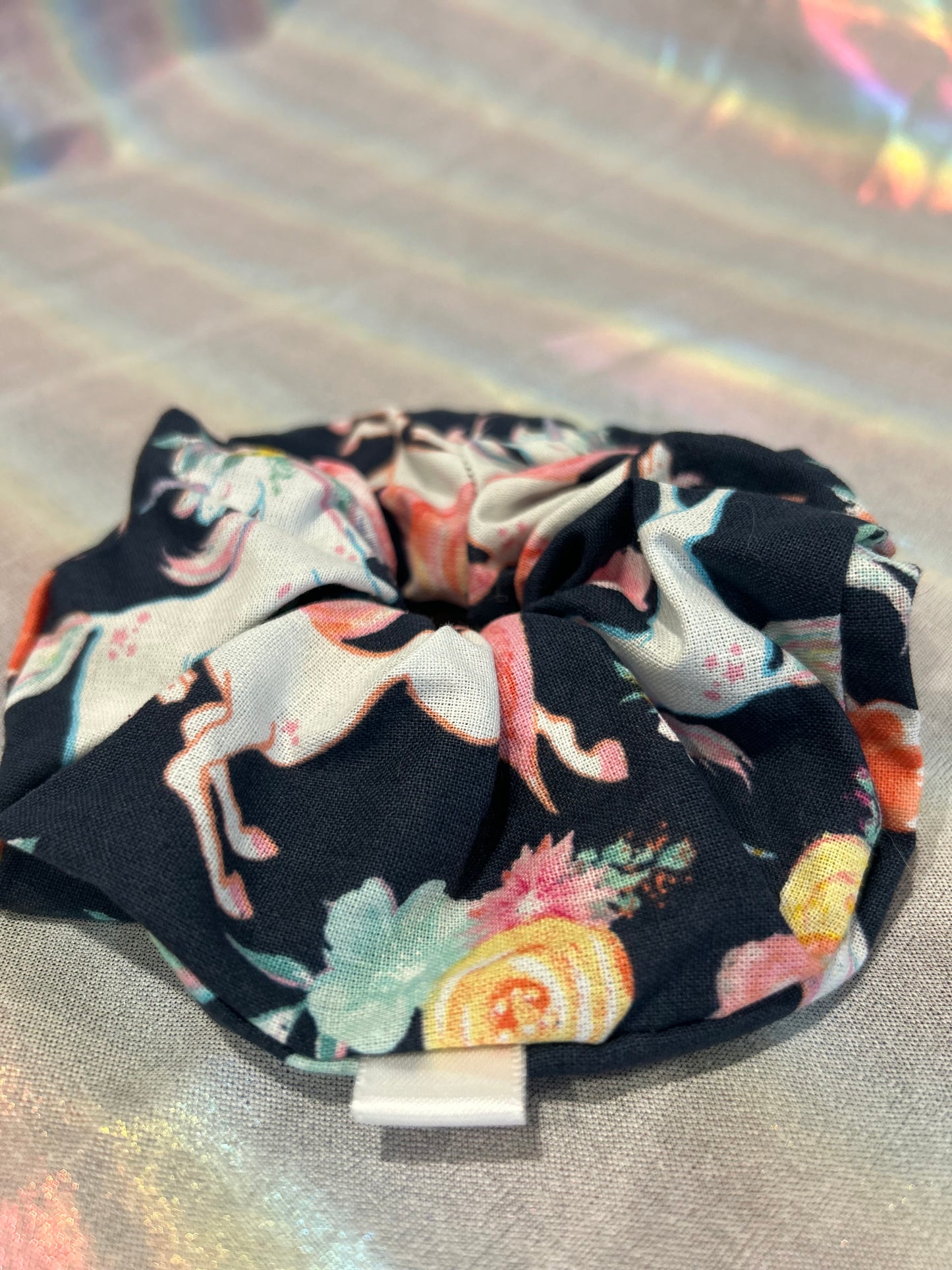 Navy unicorn scrunchie