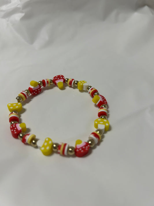 Red and yellow mushroom bracelet