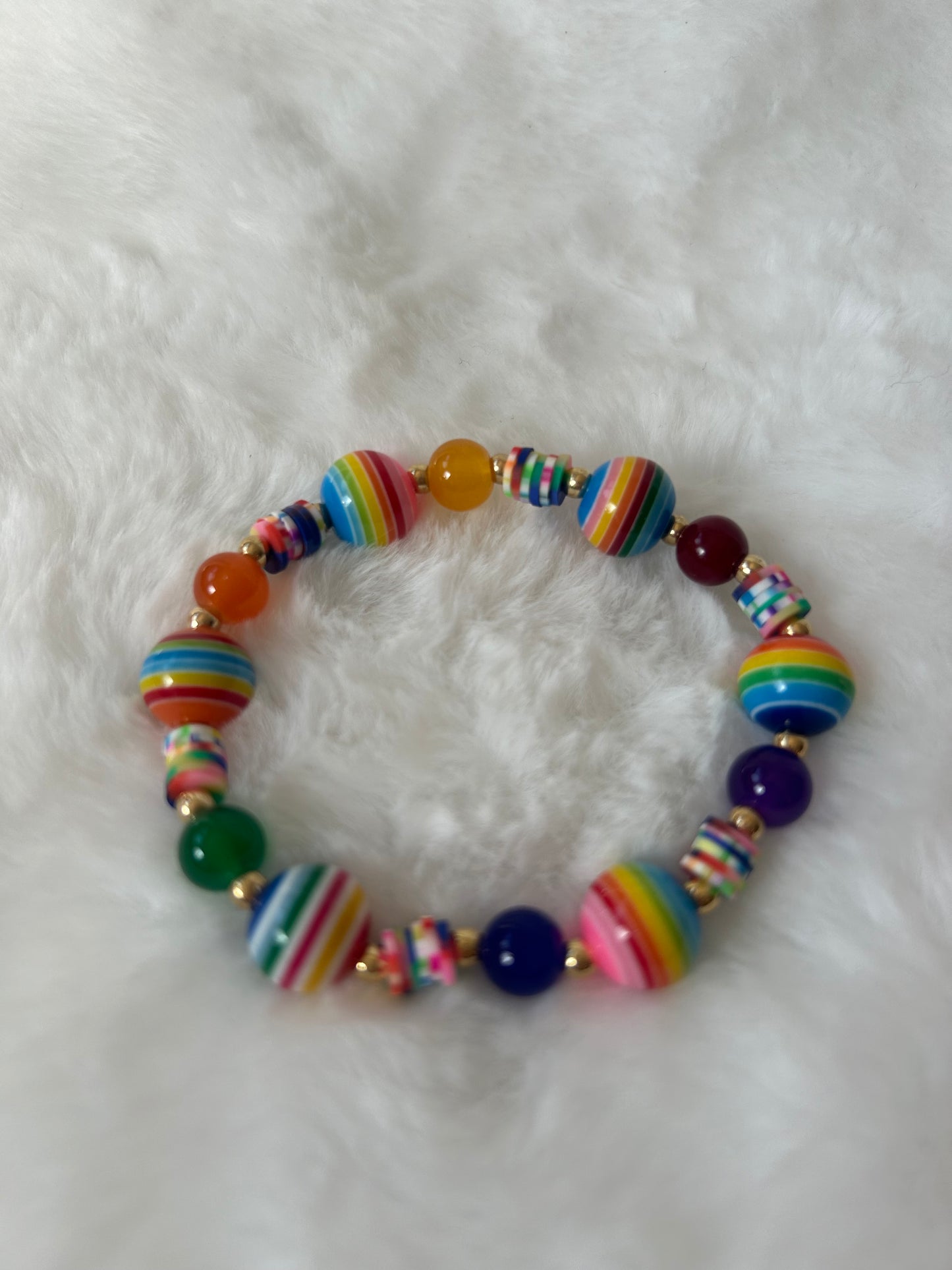 Rainbow glass bead bracelet