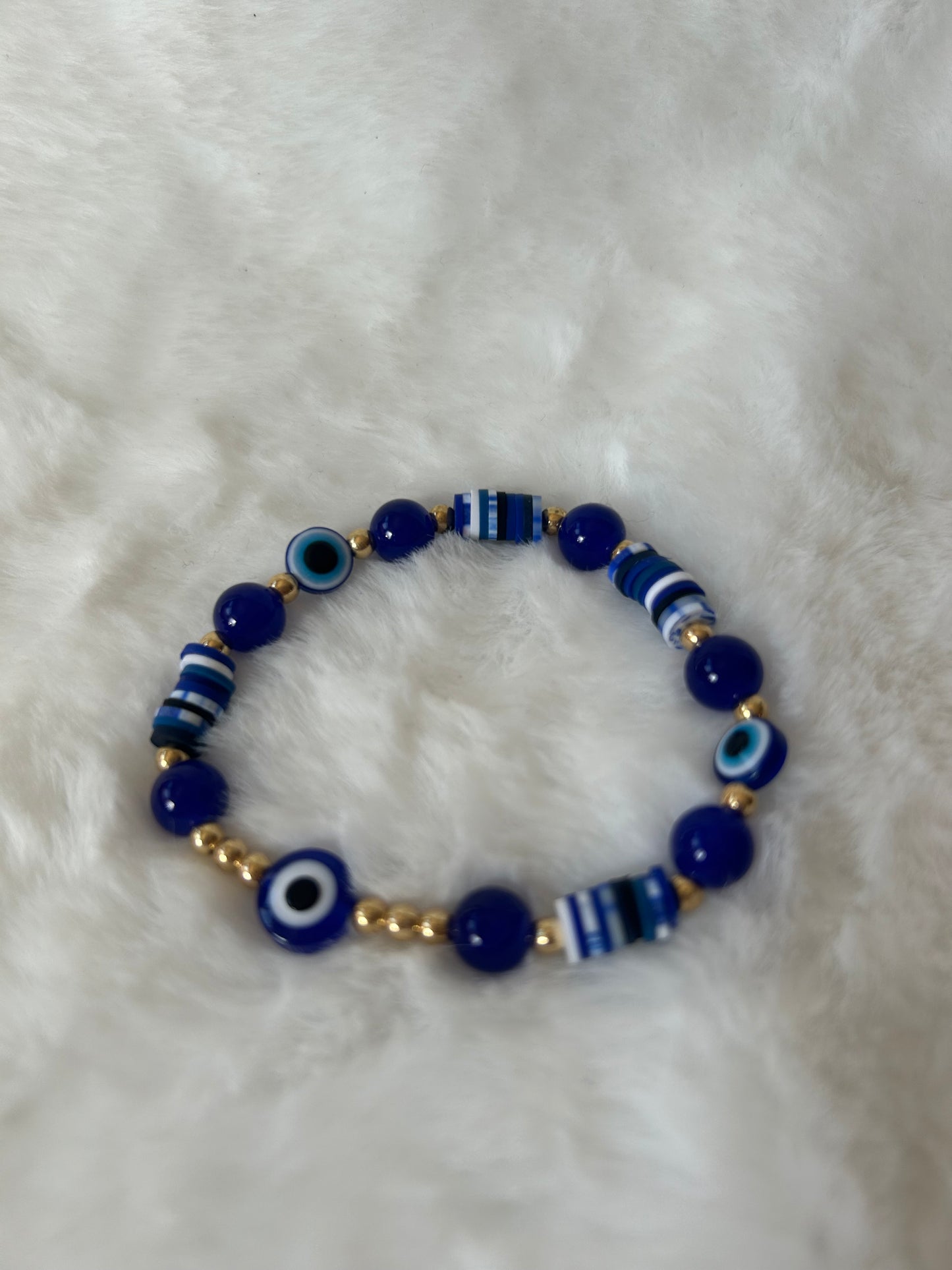 Blue and gold evil eye bracelet