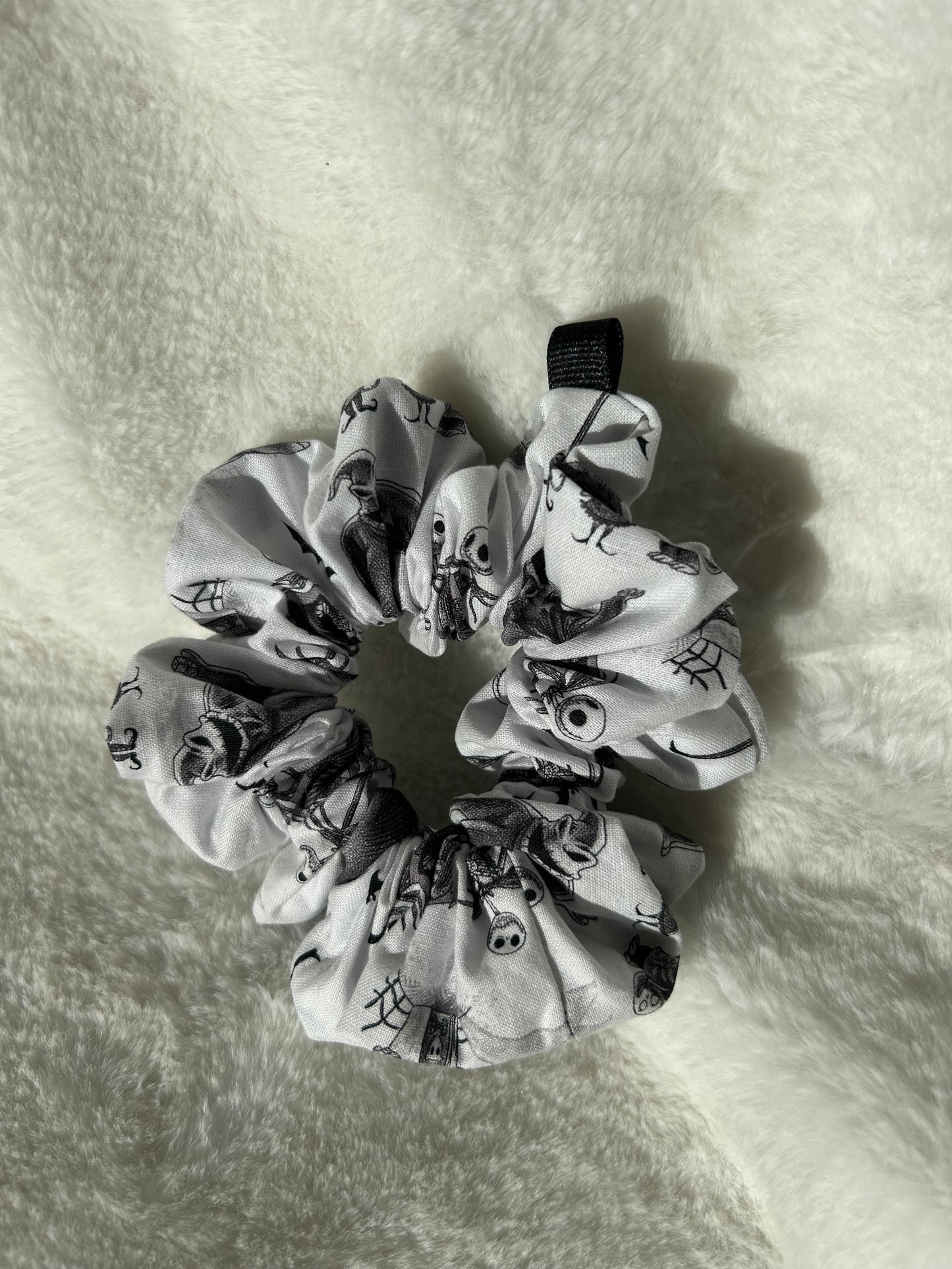 Black and white Nightmare scrunchie
