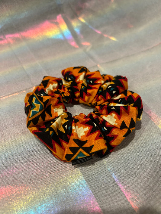 Orange geometrical scrunchie