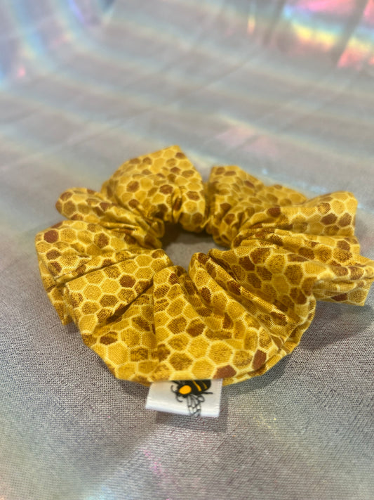 Yellow honeycomb scrunchie