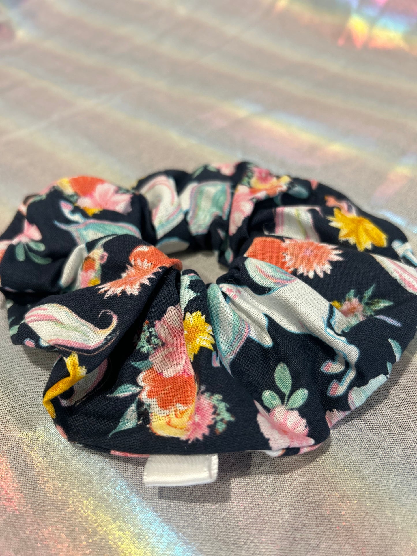 Navy unicorn scrunchie