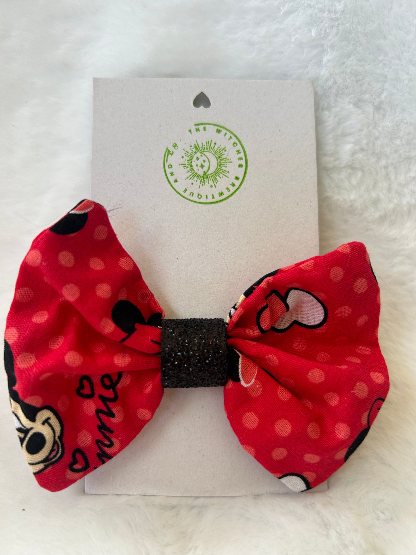 Red mini mouse print hair bow