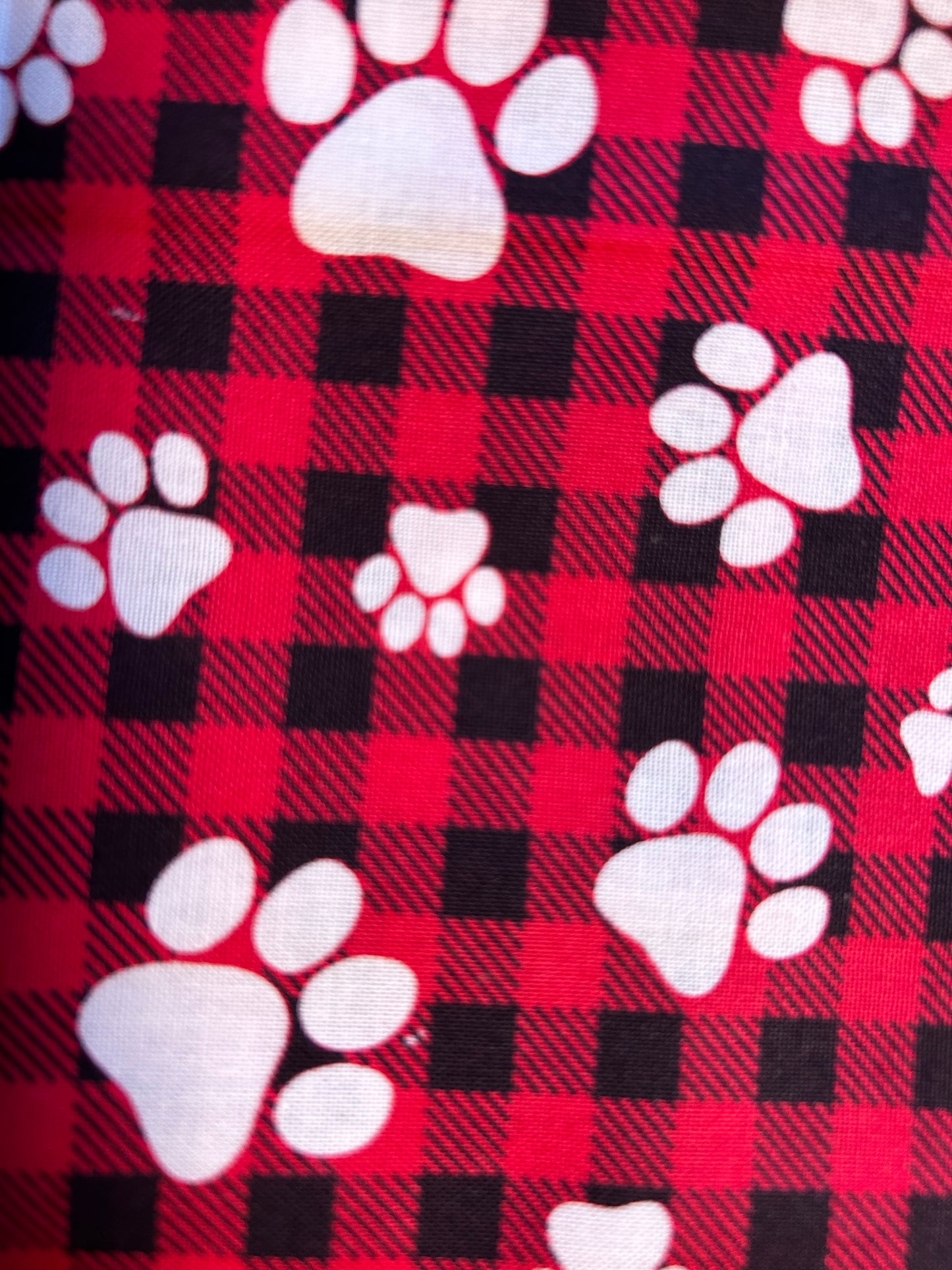 Flannel paw print scrunchie