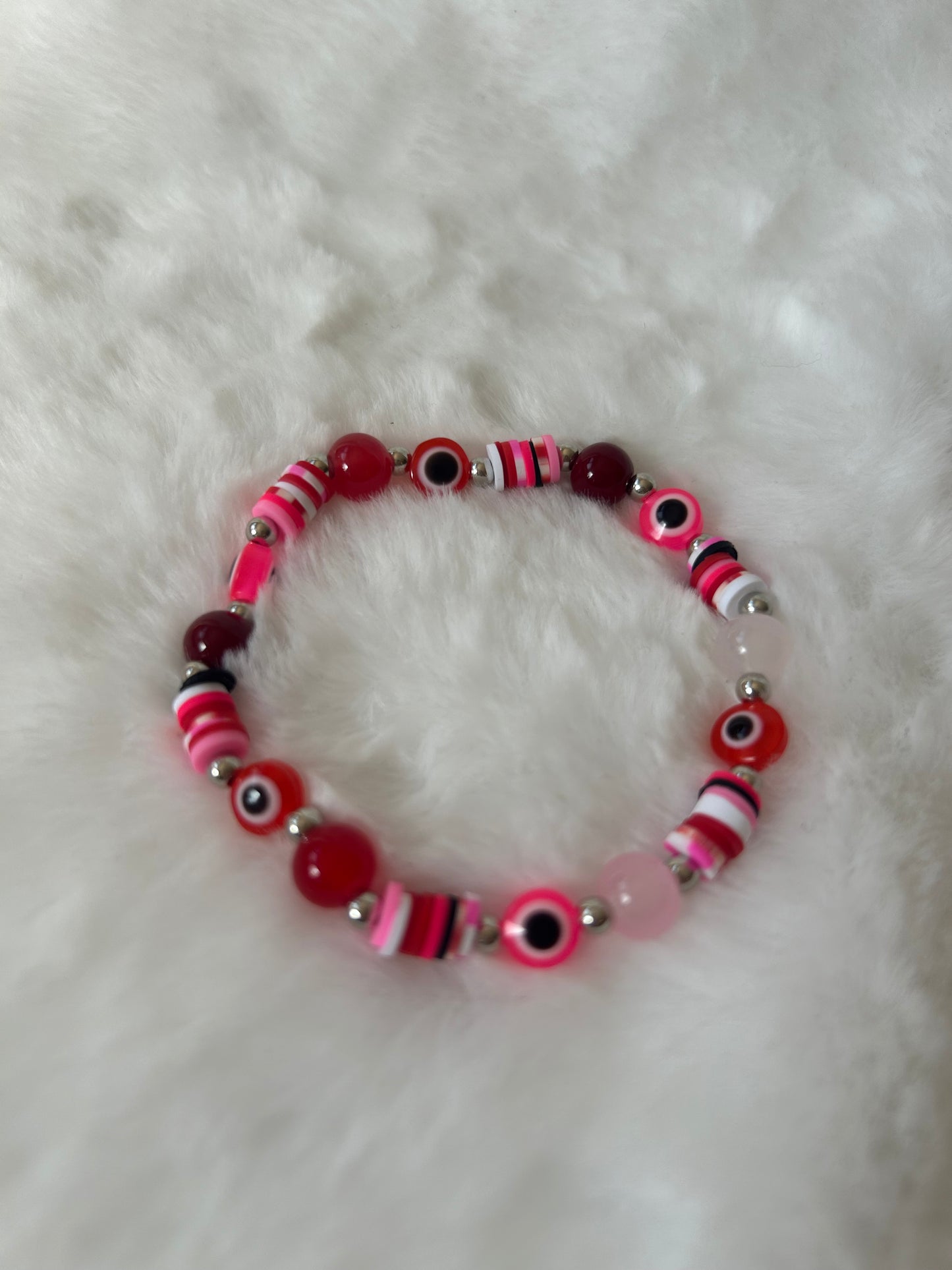 Glass beaded evil eye bracelet