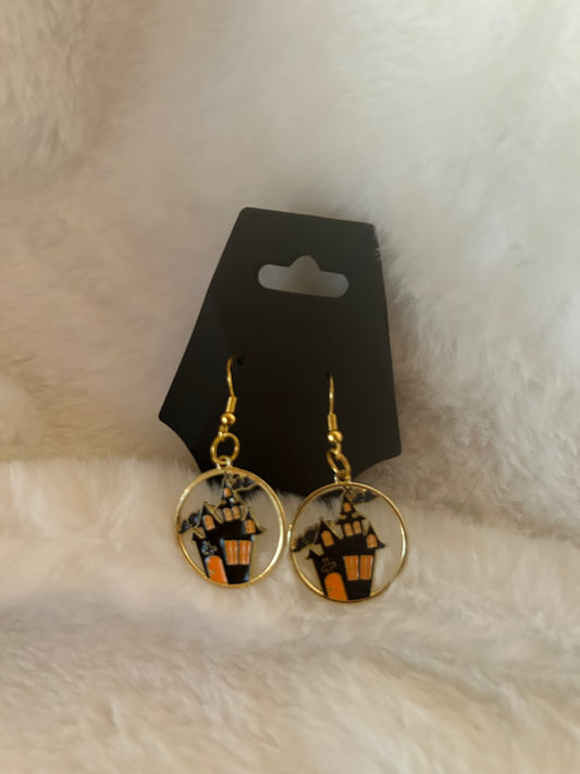 Haunted house earrings