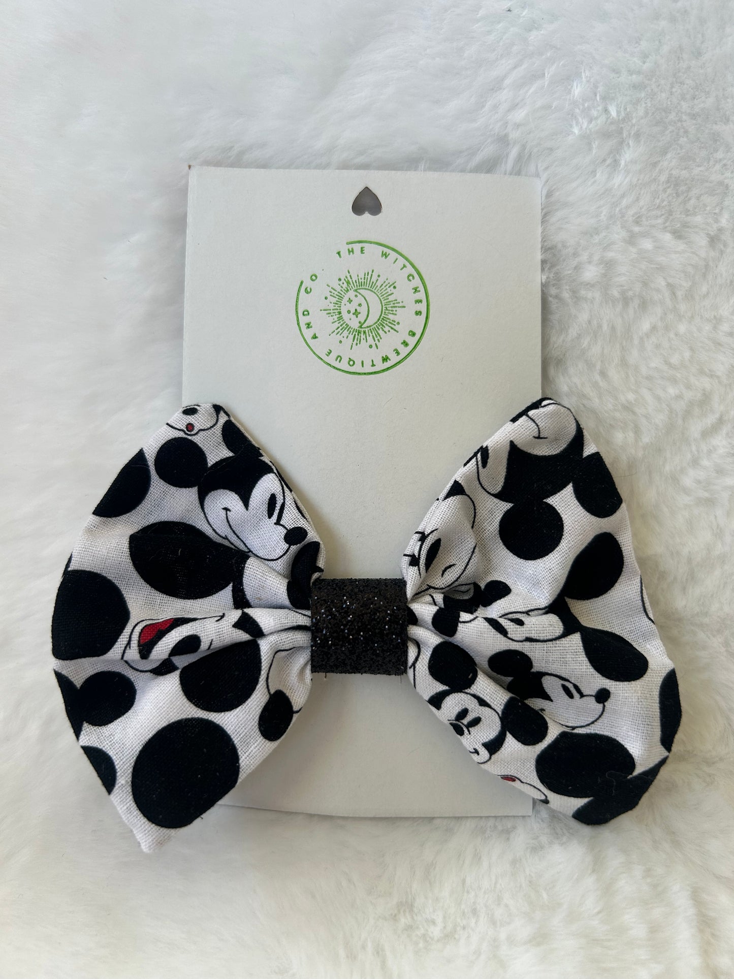 Black and white Mickey Mouse hair bow