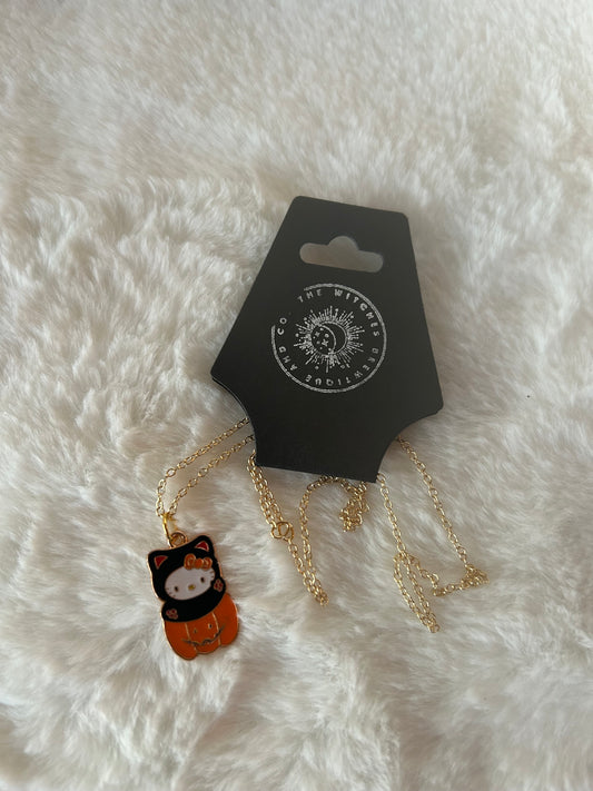 Hello Kitty cat pumpkin necklace