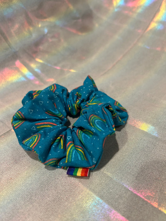 Blue rainbow scrunchie